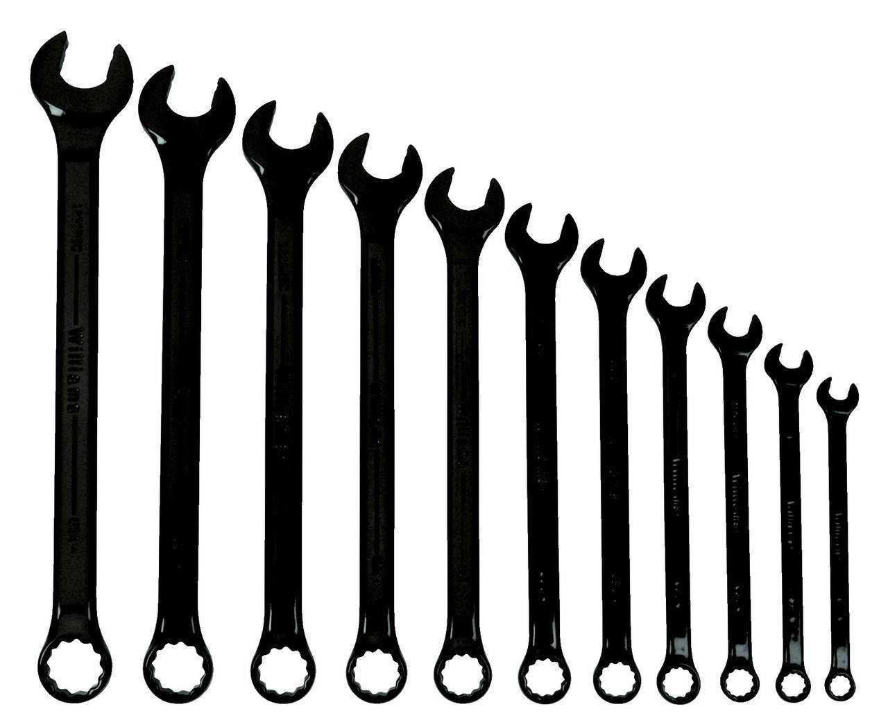 3/8"-1" Williams Black SUPERCOMBO Combination Wrench Set 11 Pcs in Pouch - JHWWS1171BSC Pro Torque Tools