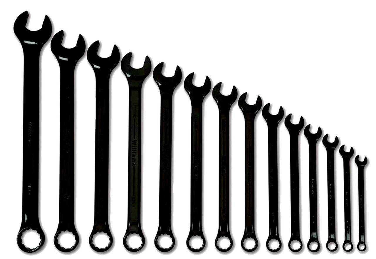 5/16"-1 1/4" Williams Black SUPERCOMBO Combination Wrench Set 15 Pcs in Pouch - JHWWS1172BSC Pro Torque Tools