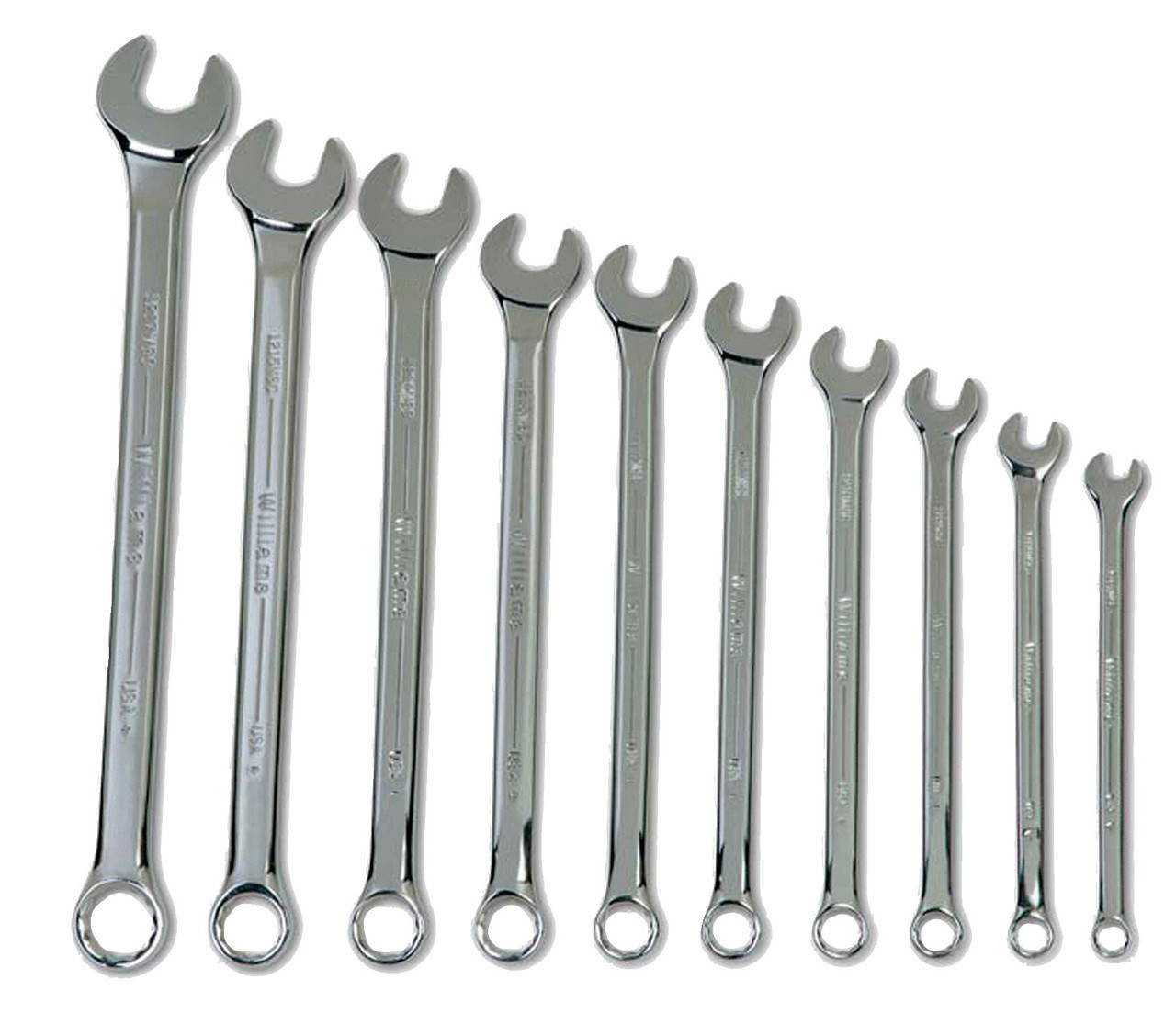 7-17MM Williams Polished Chrome SUPERCOMBO Combination Wrench Set 8 Pcs in Pouch - JHWMWS-5A Pro Torque Tools