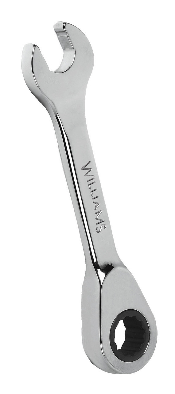 Williams 8MM Williams Polished Chrome Stubby Ratcheting Combination Wrench 12 PT- JHW1208MRSS