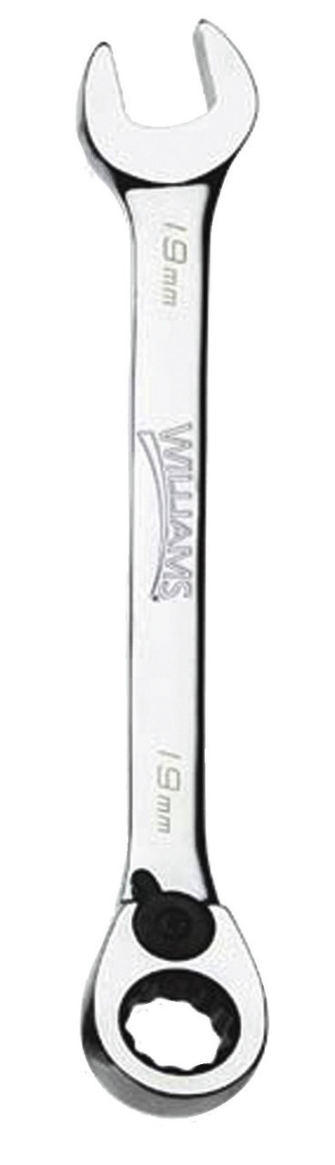 Williams 9MM Williams Polished Chrome Stubby Ratcheting Combination Wrench 12 PT- JHW1209MRSS