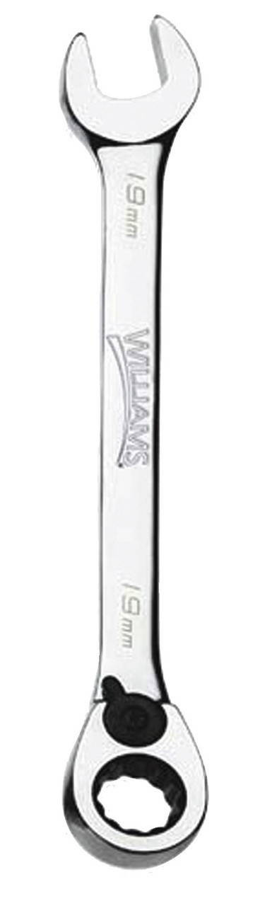 Williams 12MM Williams Polished Chrome Stubby Ratcheting Combination Wrench 12 PT- JHW1212MRSS