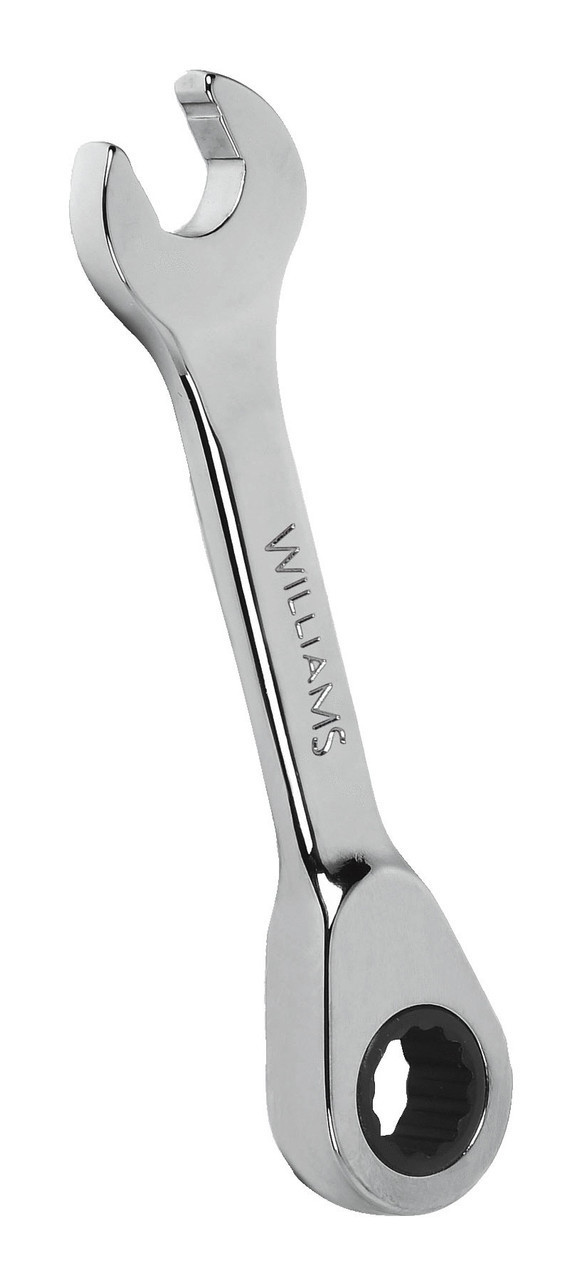 Williams 14MM Williams Polished Chrome Stubby Ratcheting Combination Wrench 12 PT- JHW1214MRSS