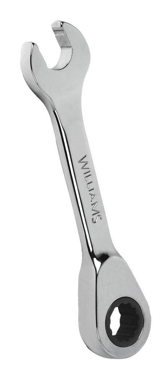 Williams 15MM Williams Polished Chrome Stubby Ratcheting Combination Wrench 12 PT- JHW1215MRSS