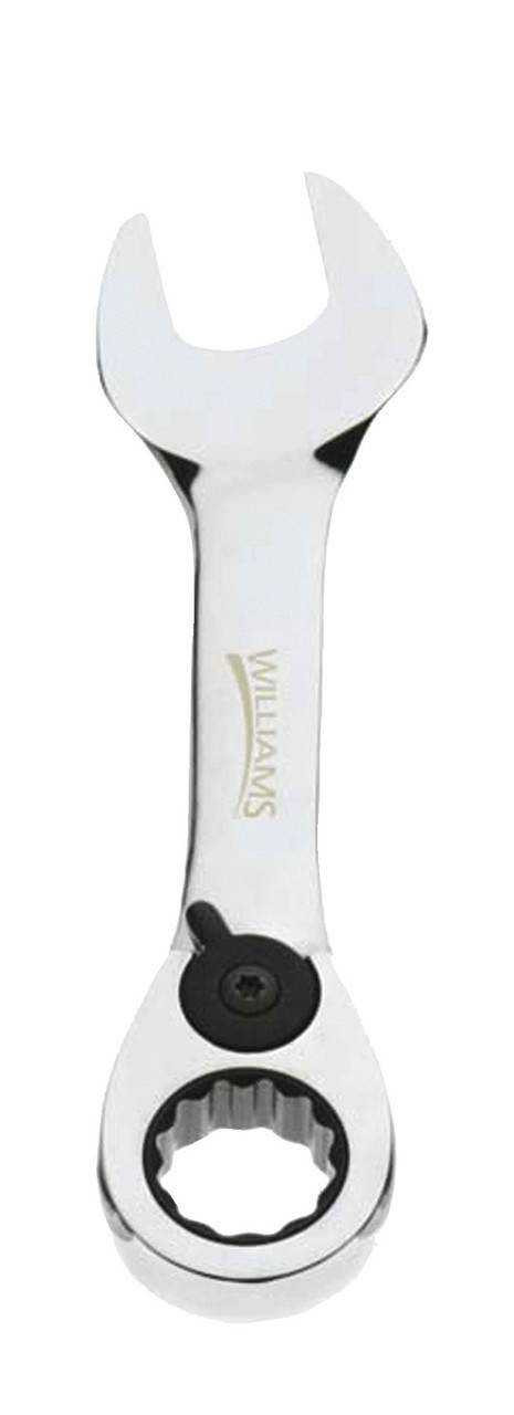 8MM Williams Polished Chrome Stubby Reversible Ratcheting Combination Wrench 12 PT - JHW1208MRCS Pro Torque Tools