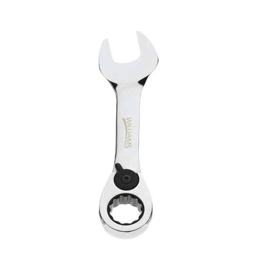 8MM Williams Polished Chrome Stubby Reversible Ratcheting Combination Wrench 12 PT - JHW1208MRCS