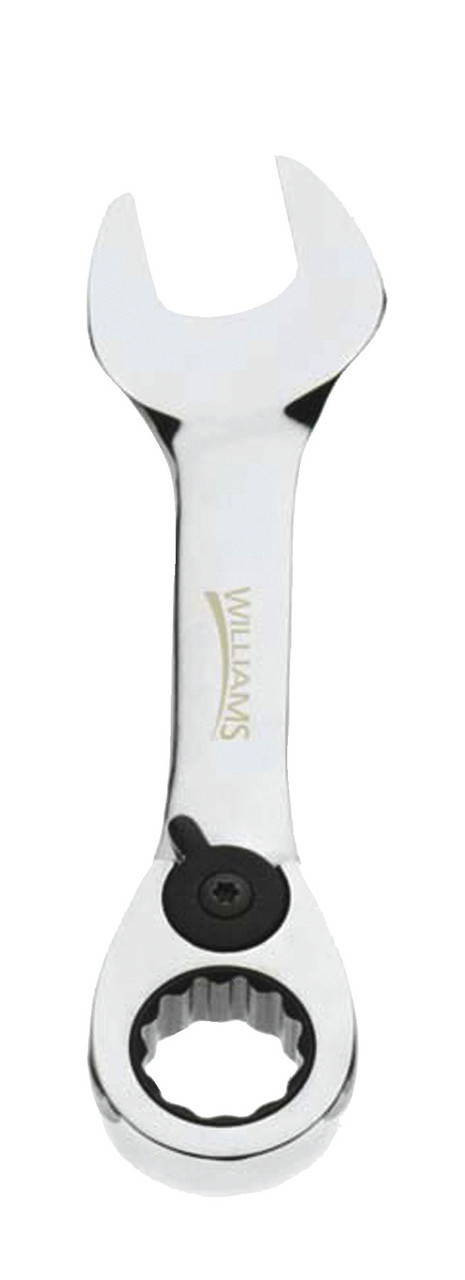 Williams 19MM Williams Polished Chrome Stubby Reversible Ratcheting Combination Wrench 12 PT - JHW1219MRCS
