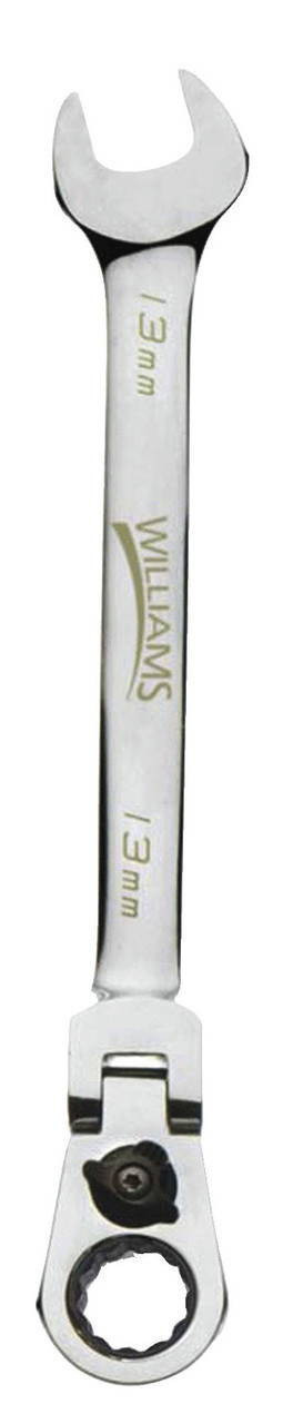 Williams 9MM Williams Polished Chrome Flex Head Reversible Ratcheting Combination Wrench 12 PT - JHW1209MRCF