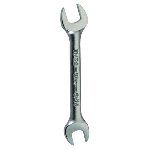 1/4x9/32" Williams Satin Chrome Short Double Head Open End Wrench - JHWOES-0809