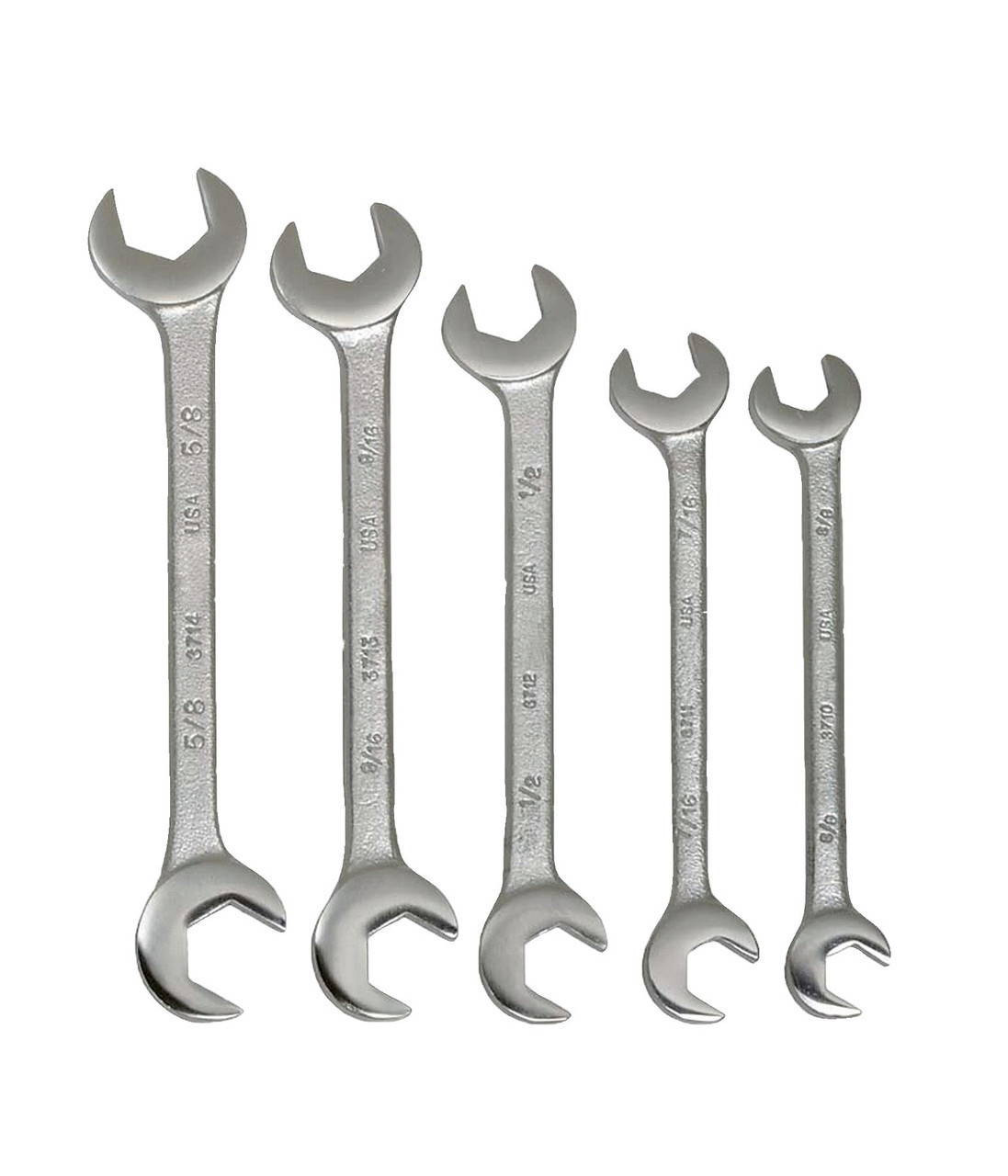 Williams 3/8-5/8 Williams Satin Chrome Double Open End Wrench Set 5 Pcs in Pouch - JHW3780