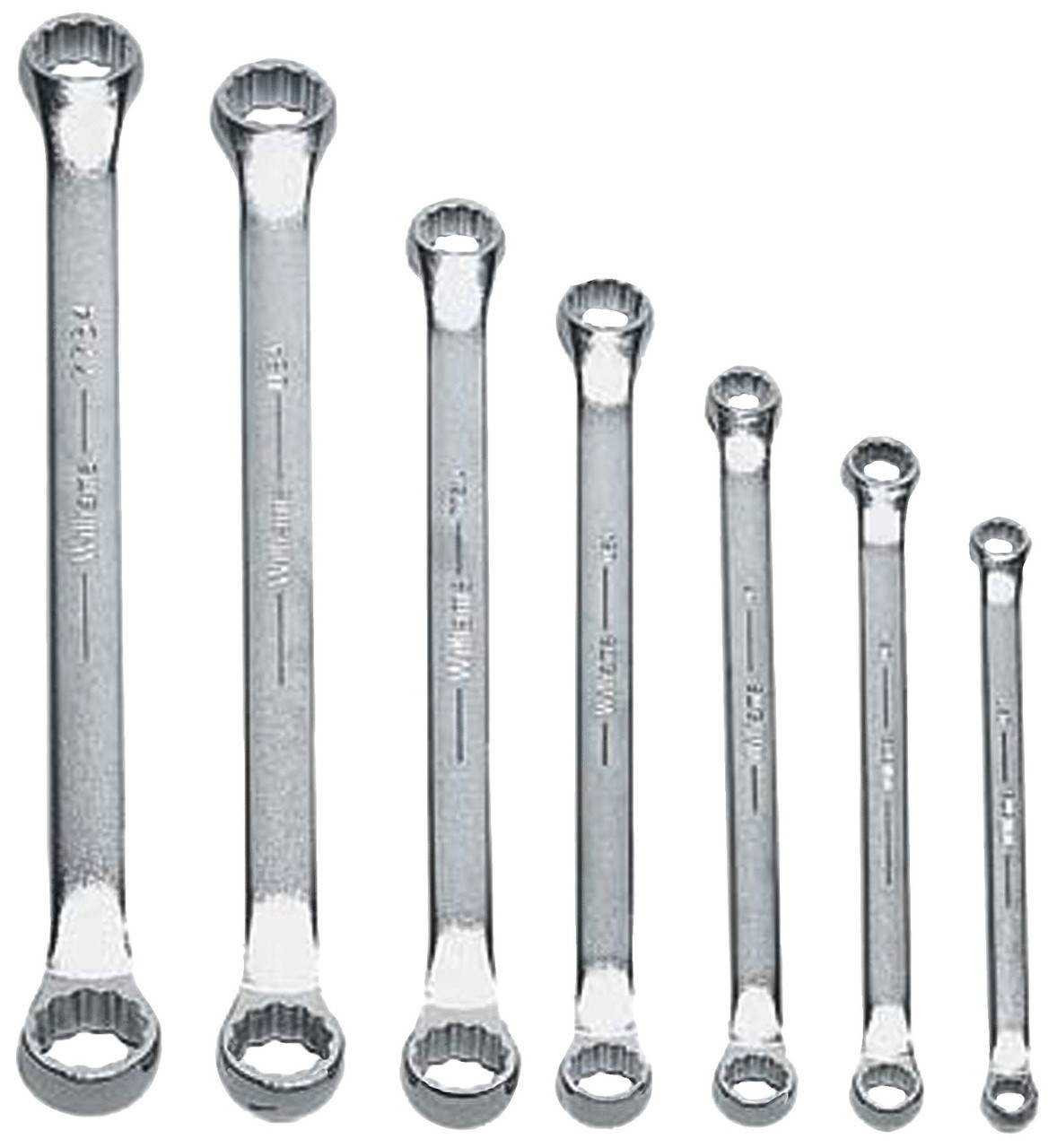 3/8x7/16"-15/16x1" Williams Satin Chrome Double Head 10 Degree Offset Box End Wrench Set 7 Pcs in Pouch - JHWWS-7707 Pro Torque Tools