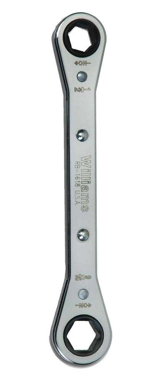 1/2x9/16" Williams Polished Chrome Double Head Ratcheting Box Wrench 6 PT - JHWRB-1618 Pro Torque Tools