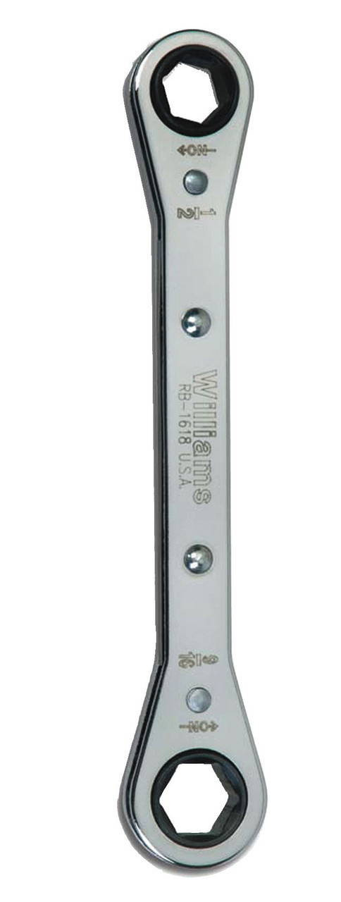 Williams 5/8x3/4 Williams Polished Chrome Double Head Ratcheting Box Wrench 12 PT - JHWRB-2024