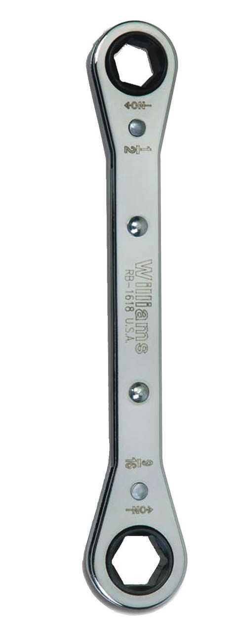 1 1/16x1 1/4" Williams Polished Chrome Double Head Ratcheting Box Wrench 12 PT - JHWRB-3440 Pro Torque Tools