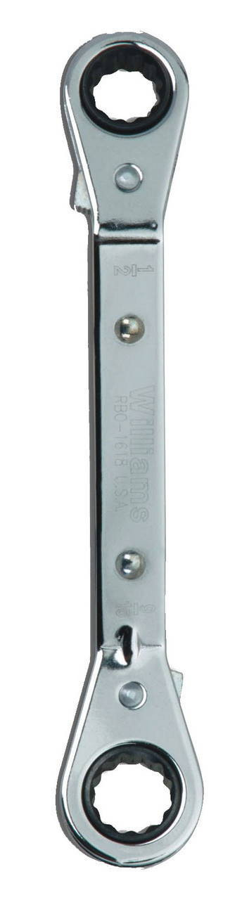 Williams 5/8x3/4 Williams Polished Chrome Double Head 25° Reversible Offset Ratcheting Box Wrench 12 PT - JHWRBO-2024