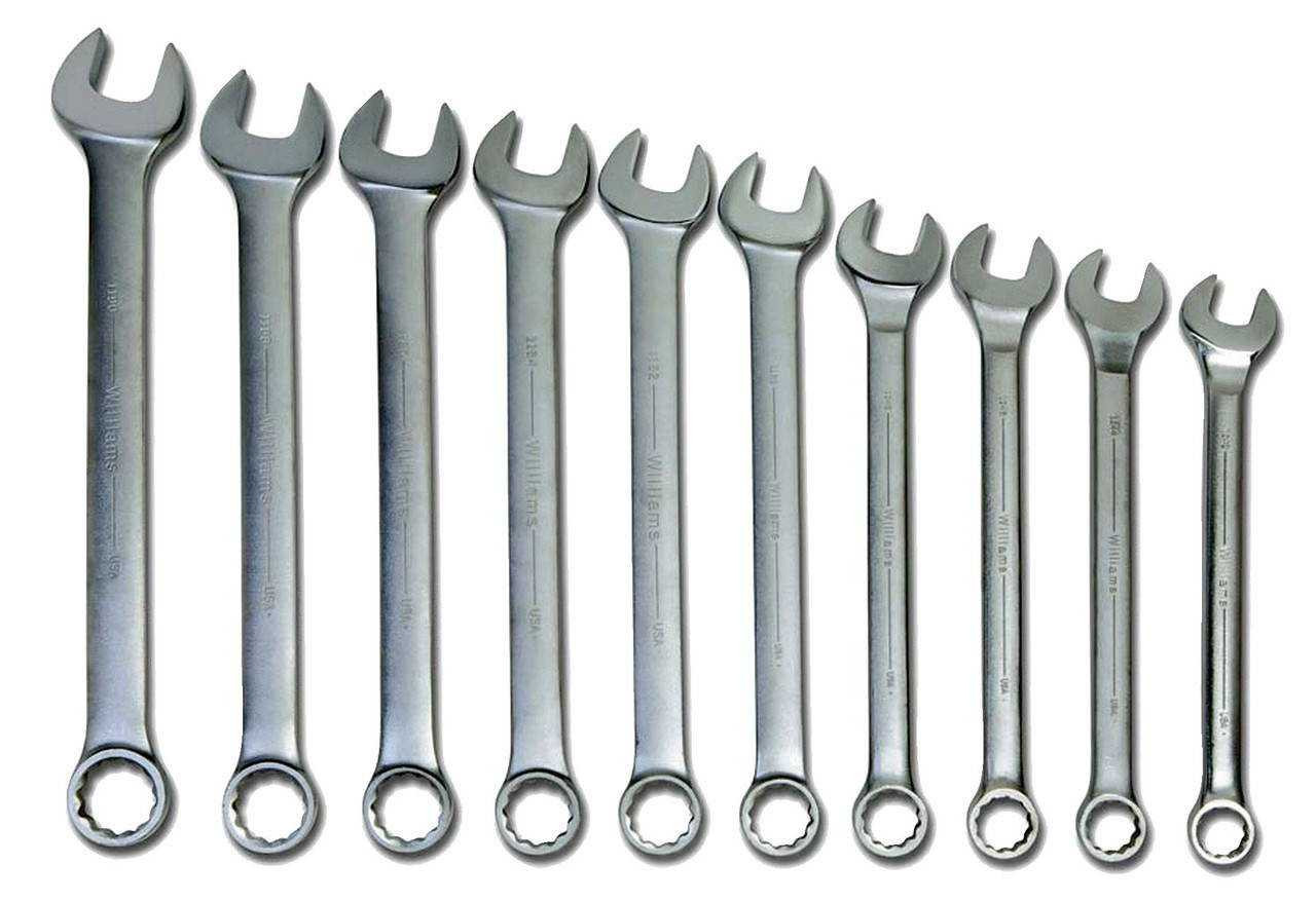 1 5/16"-2" Williams Polished Chrome SUPERCOMBO Combination Wrench Set 10 Pcs in Pouch - JHWWS-1174TA Pro Torque Tools