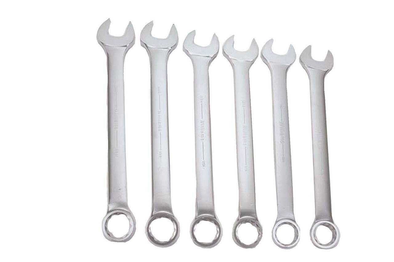2 1/16"-2 1/2" Williams Polished Chrome SUPERCOMBO Combination Wrench Set 6 Pcs in Pouch - JHWWS-1175 Pro Torque Tools