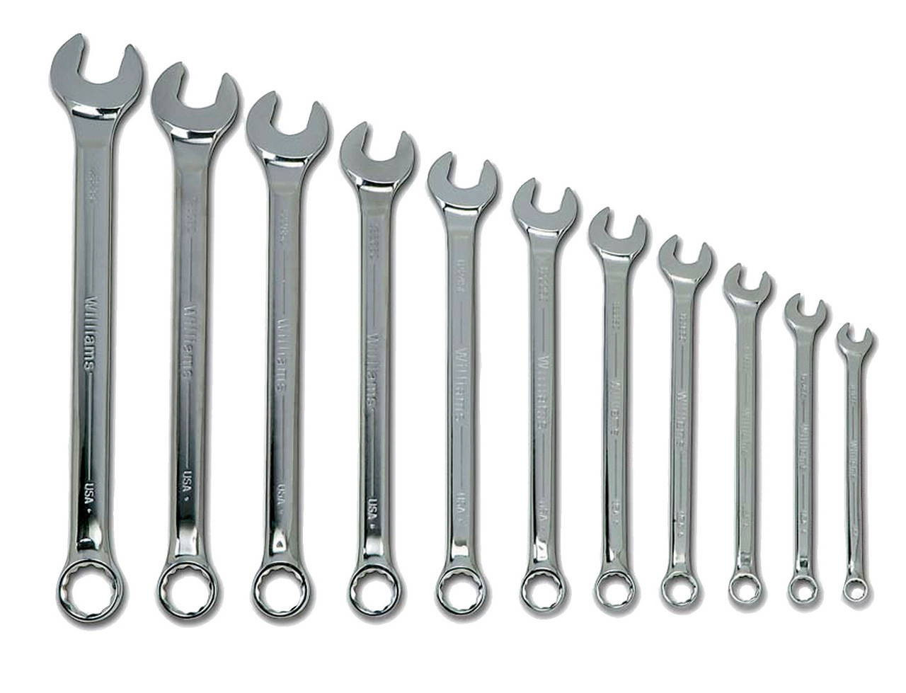 Williams 1 5/16-2 1/2 Williams Polished Chrome Combination Wrench Set 16 Pcs in Pouch - JHWWS-1176