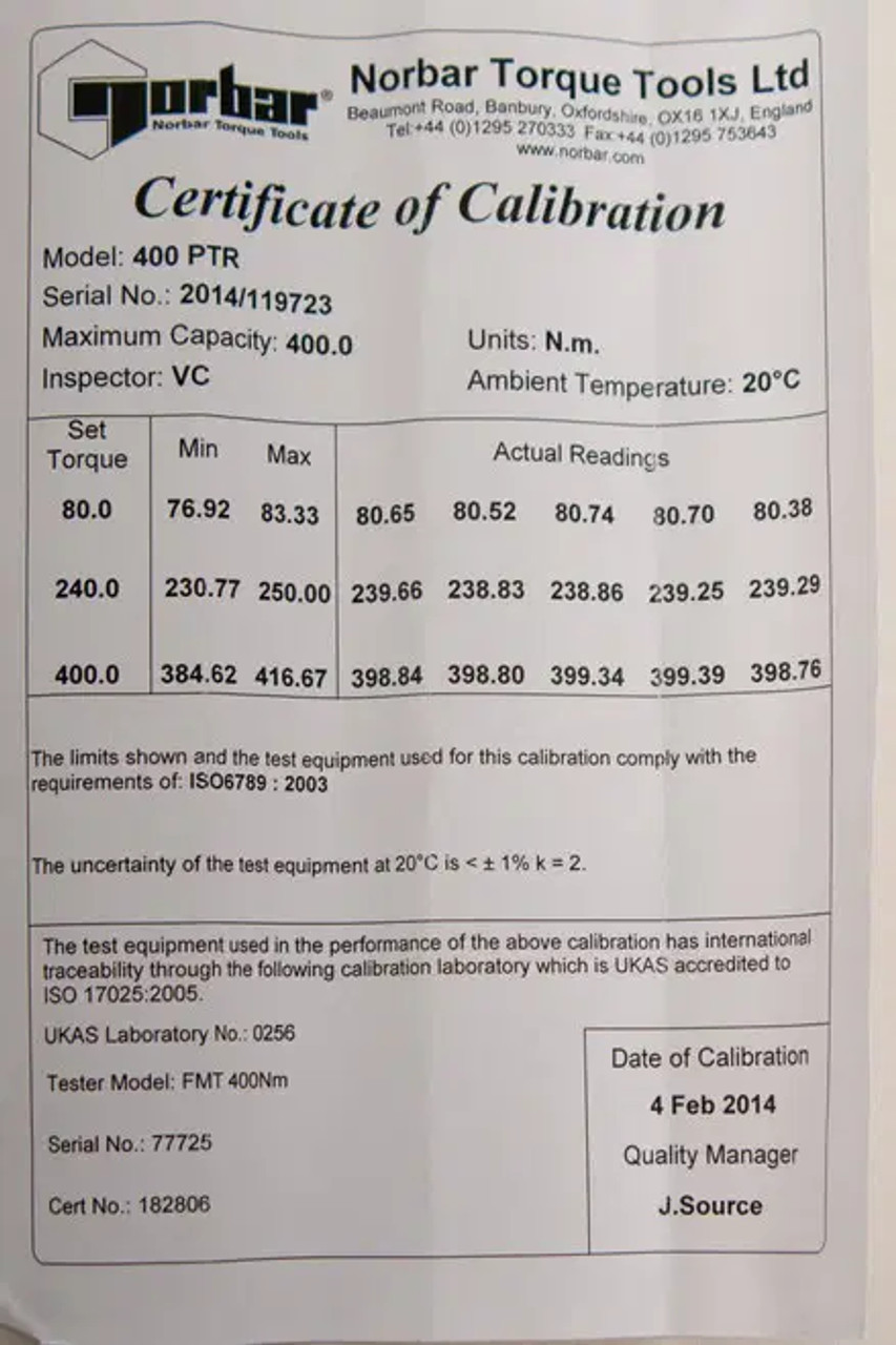 1/2'' Dr 15 - 75 Ft Lbs / 20 - 100 Nm Norbar Adj Torque Wrench - 15003 1/2'' Dr 15 - 75 Ft Lbs / 20 - 100 Nm Norbar Adj Torque Wrench - 15003
