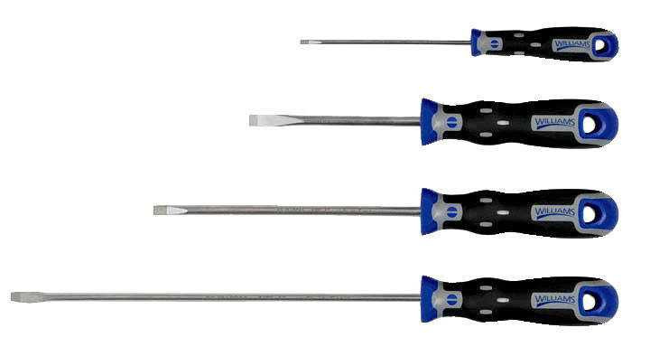 1/8 - 3/16" Williams SuperTorque Cabinet Slotted Screwdriver Set 4 Pcs - JHWSPRS-4C Pro Torque Tools