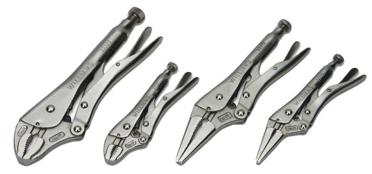 5 - 9" Williams Locking Pliers Set 4 Pcs - JHW23074 Pro Torque Tools