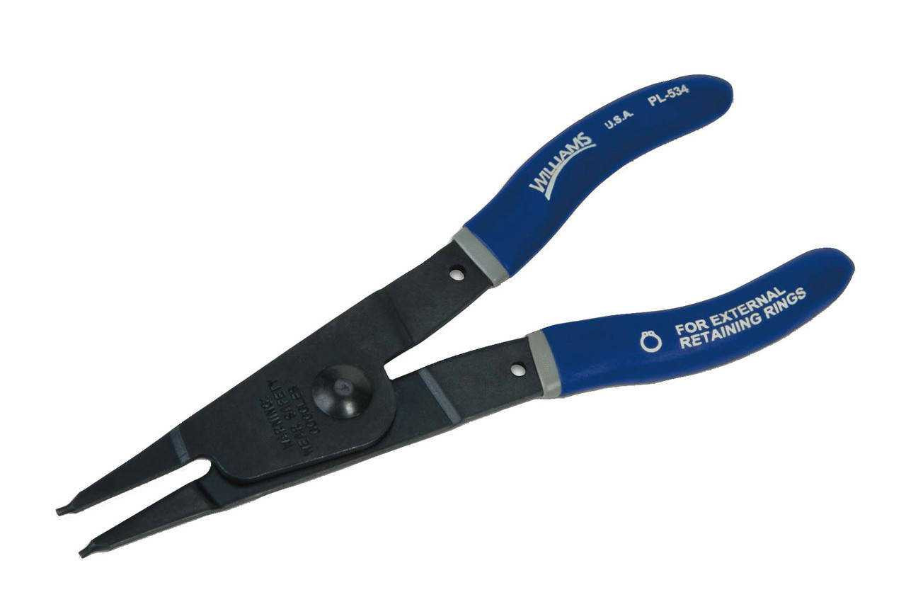 7" Williams Fixed Tip Retaining Ring Pliers External with Double-Dipped Plastic Handle - JHWPL-534 Pro Torque Tools