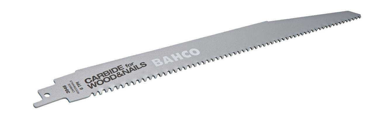 Bahco Carbon Tipped Reciprocating Saw Blade For Wood With Nail And Wall Demolition 6 TPI, 9", 1 Pack - 3946-228-6-DSL-1P Pro Torque Tools