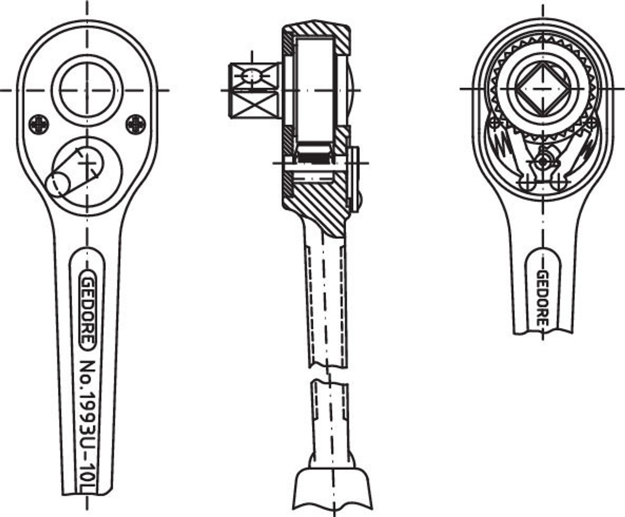 Gedore 1/2" Dr 350 MM Gedore Reversible Ratchet - 6154550