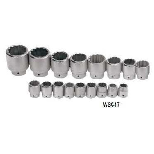 1 1/16 - 2 3/8" Williams 1" Dr Shallow Socket Set 12 Pt 17 Pcs - WSX-17
