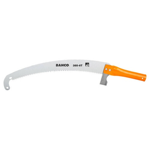 Bahco Fileable Toothed Pole Pruning Saw with Steel Tube Handle and Extended Hook Tip 6 TPI 360 mm - BAH386-6T