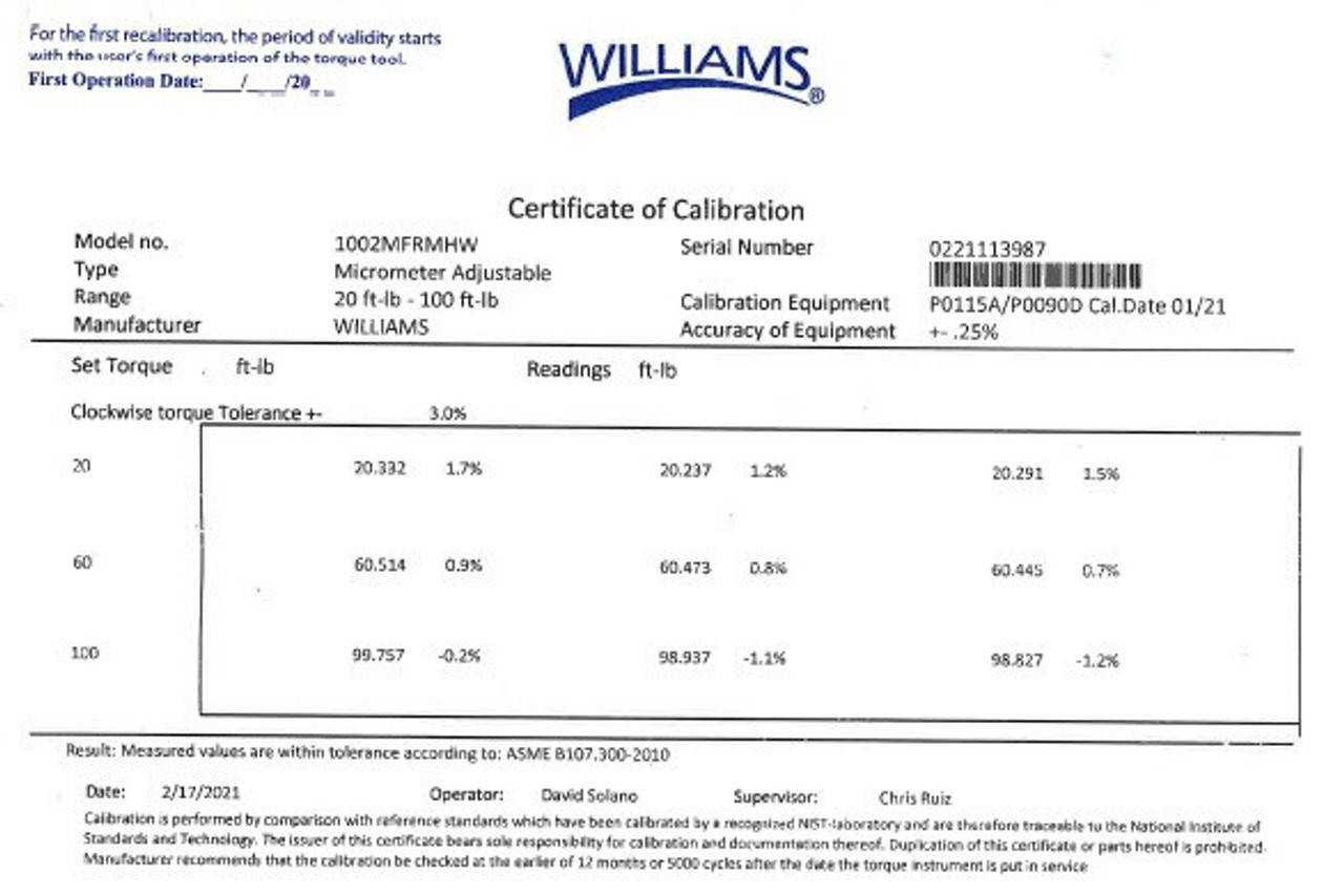 4002-I-DTTW 1992.6 Williams Pro Torque Tools