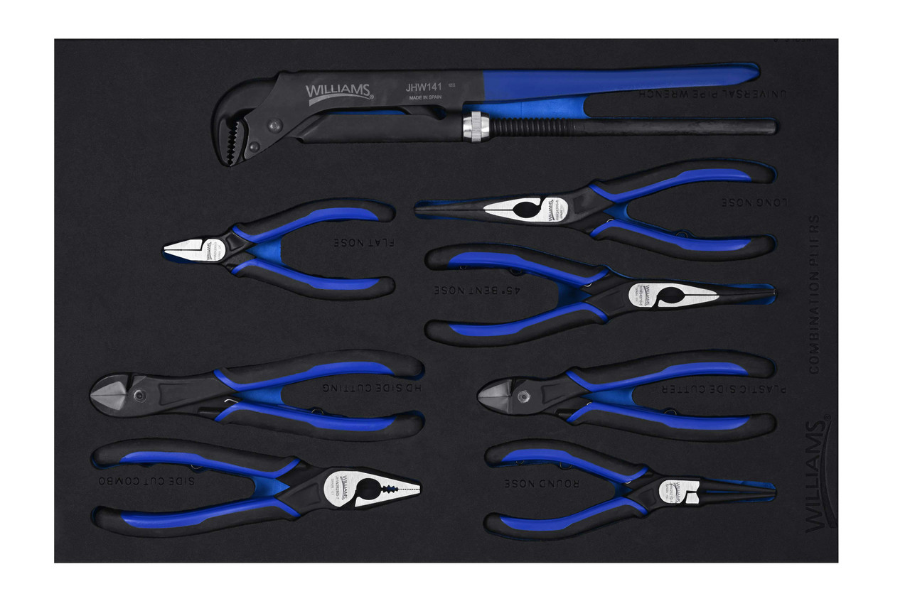 Williams Combination Pliers Set in 1/3 Foam Drawer Insert 8 Pcs - JHWFPLS-8