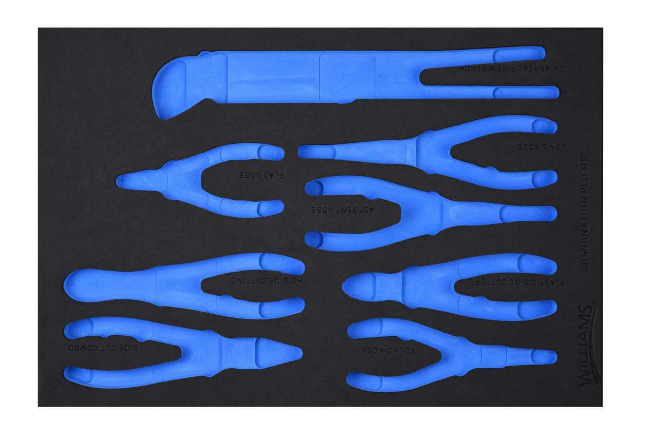 Williams Combination Pliers Set in 1/3 Foam Drawer Insert 8 Pcs - JHWFPLS-8