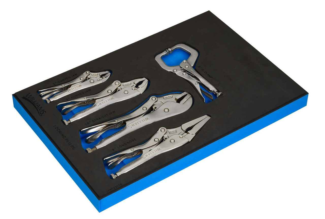 Williams Locking Pliers Set in 1/3 Foam Drawer Insert 5 Pcs - JHWF23076