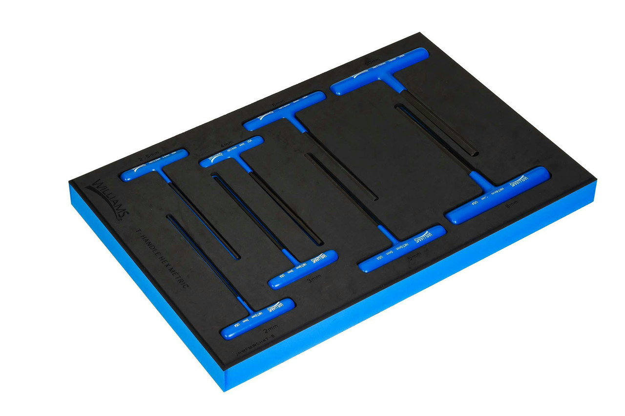 2 - 10 MM Williams Arm T-Key Set in 1/3 Foam Drawer Inset 8 Pcs - JHWFMWSHKT-8