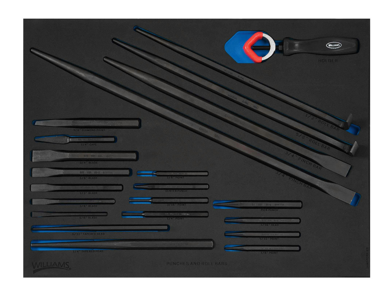 Williams Chisels & Punches Set in 2/3 Foam Drawer Inset 22 Pcs - JHWFPCRS-23