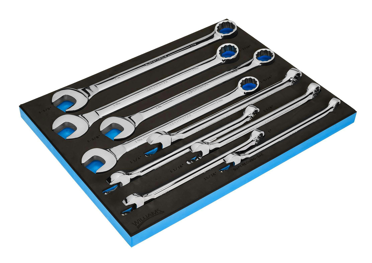 Williams SUPERCOMBO Combination Wrench Set 2/3 Foam Drawer Inset (15/16 to 1-1/2) 9 Pcs 12 Pt - JHWFWS1190SCA2