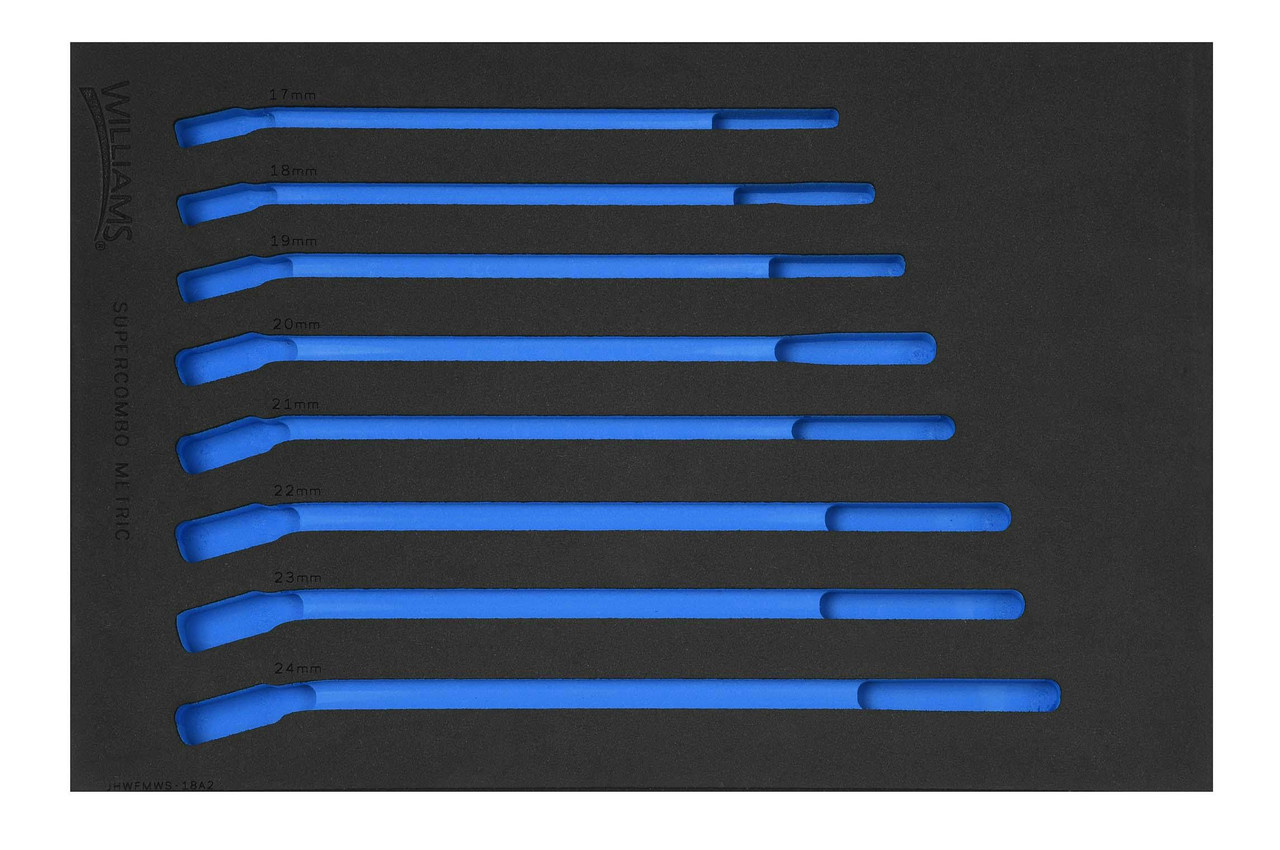 17 - 24 MM Williams 1/3 Foam Drawer Inset Only for SUPERCOMBO Combination Wrench Set 12 Pt 8 Pcs - JHWFMWS-18A213FM Pro Torque Tools