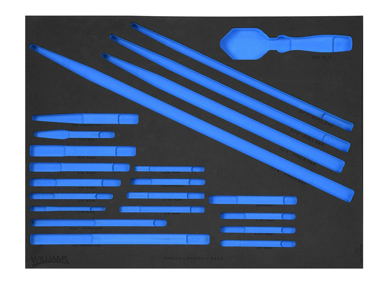 Williams 2/3 Foam Drawer Inset Only for Chisels & Punches Set 22 Pcs - JHWFPCRS-2323FM