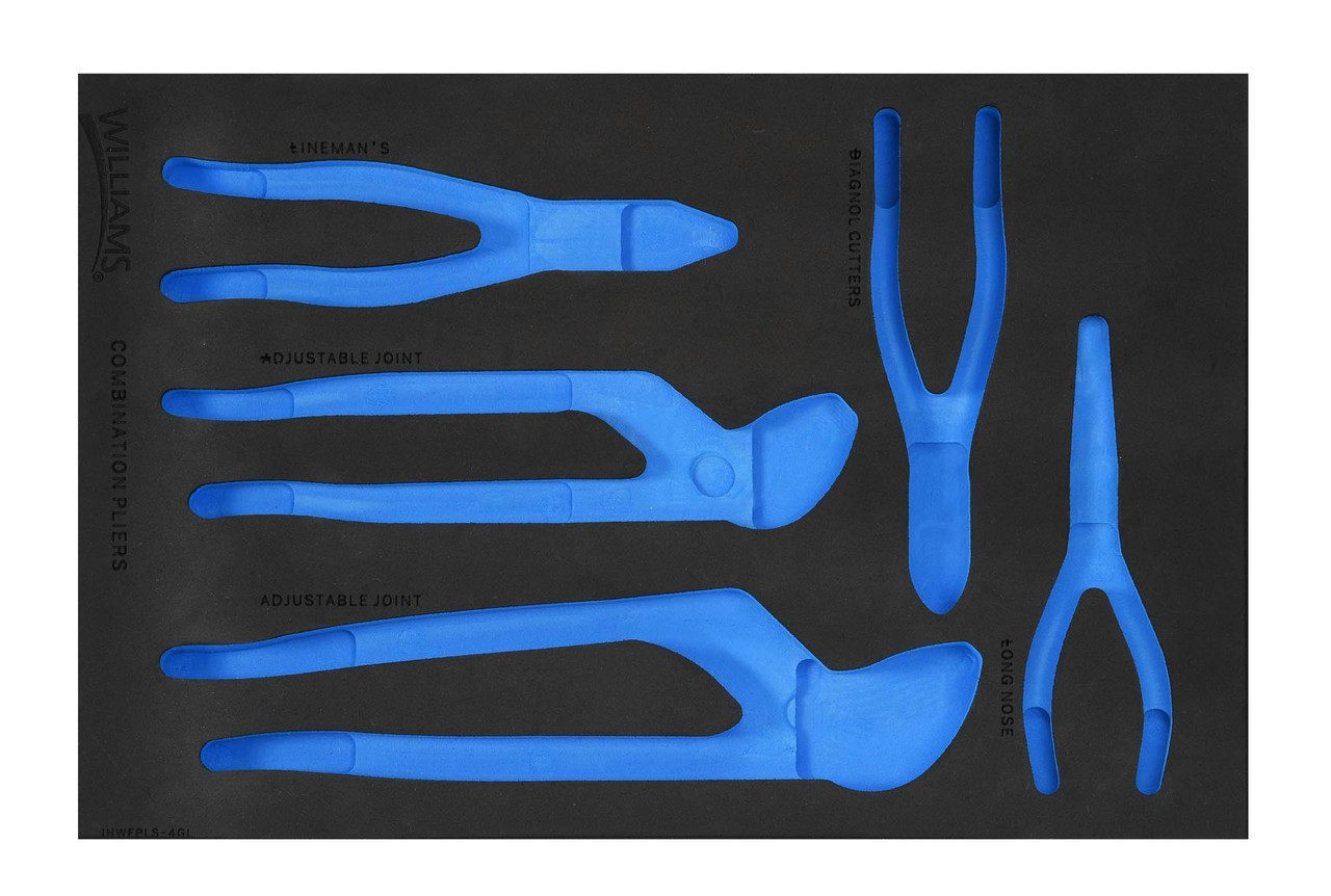 Williams 1/3 Foam Drawer Inset Only for Cutting & Utility Plier Set 5 Pcs - JHWFPLS-4GL13FM