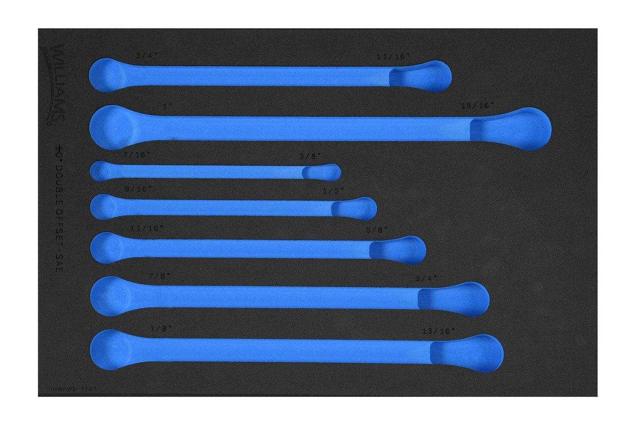 Williams 1/3 Foam Drawer Inset Only for Double Head 10° Offset Box End Wrench Set 7 Pcs - JHWFWS-770713FM