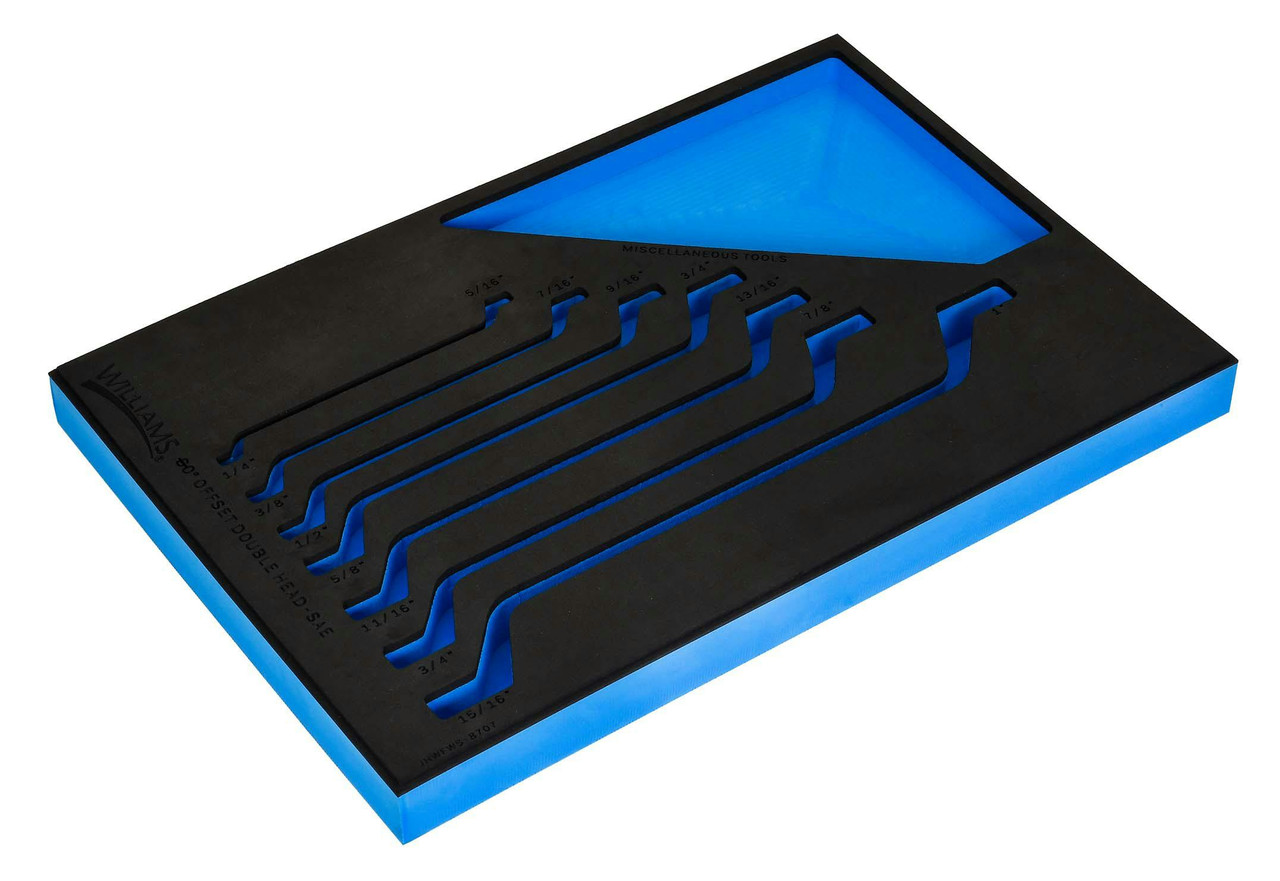 Williams 1/3 Foam Drawer Inset Only for Double Head 60° Offset Box End Wrench Set 7 Pcs - JHWFWS-870713FM