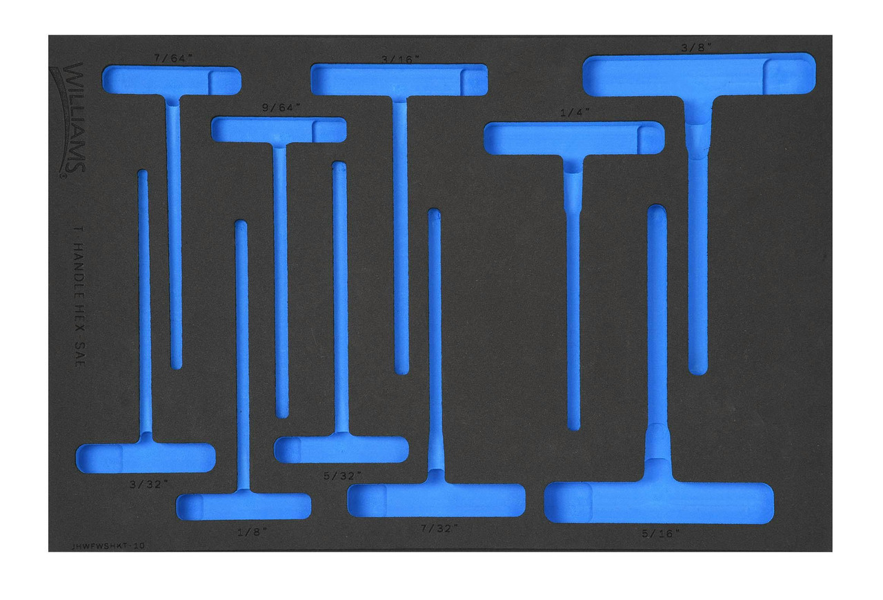 1/4 x 6 - 9/64 x 6" Williams 1/3 Foam Drawer Inset Only for Arm T-Key Set 10 Pcs - JHWFWSHKT-1013FM