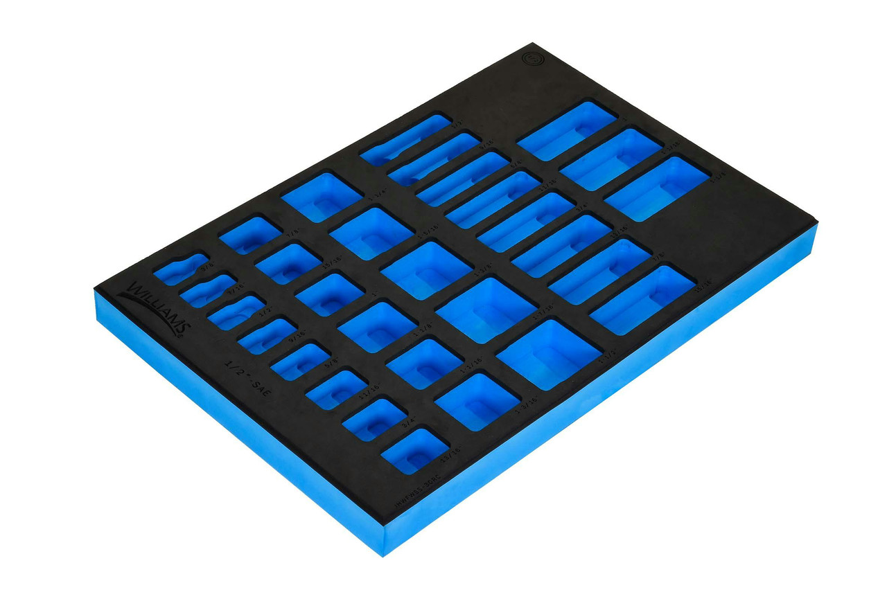 Williams 1/3 Foam Drawer Inset for 1/2" Dr Shallow & Deep Socket Set 12 Pt 30 Pcs - JHWFWSS-30RC13FM