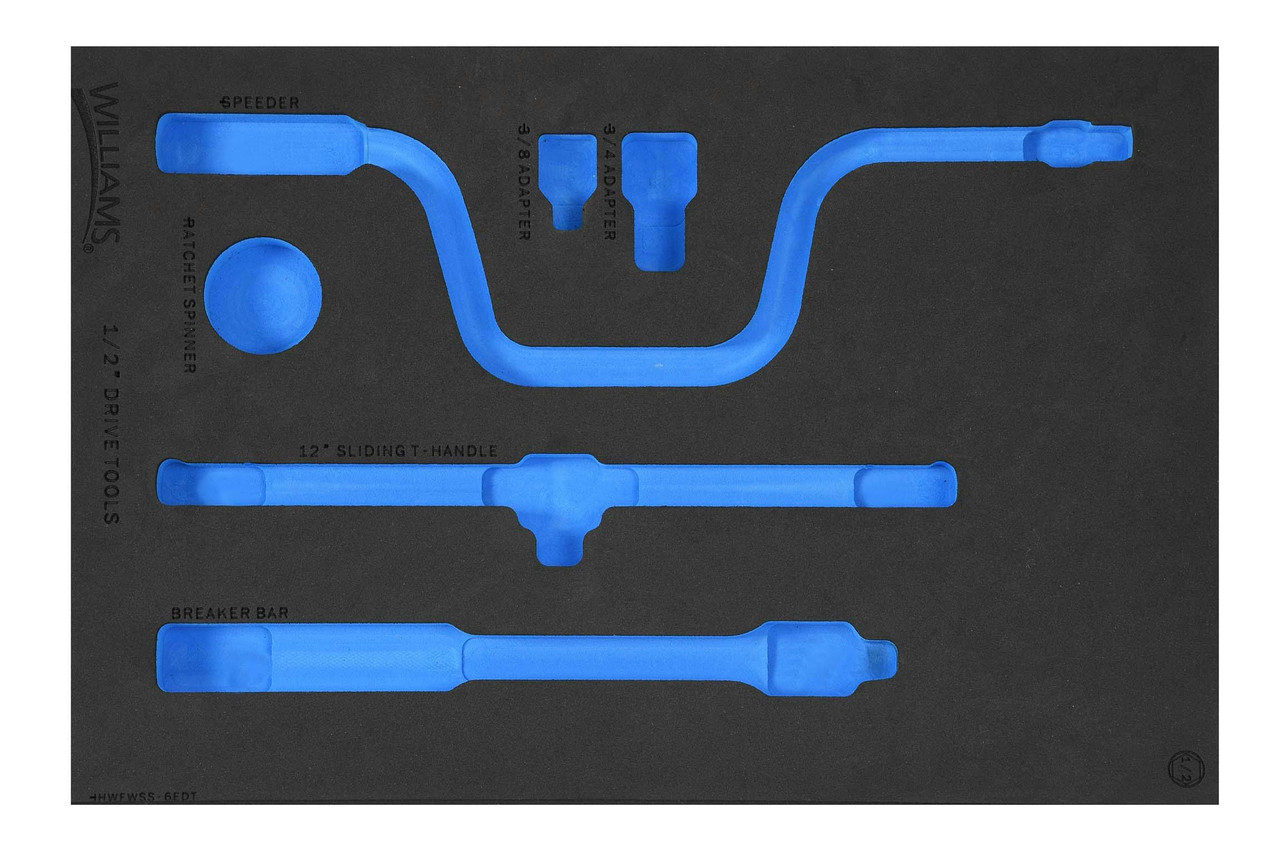 Williams 1/2" Dr 1/3 Foam Drawer Inset Only for Tool Set 6 Pcs - JHWFWSS-6EDT13FM