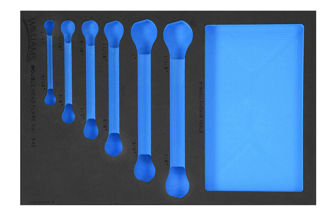 Williams 1/3 Foam Drawer Inset Only for Double Flare Nut Wrench Set 6 Pcs - JHWFWSXFN-613FM