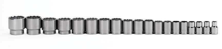3/8 - 1 1/2" Williams 1/2" Dr Shallow Socket Set 12 Pt 19 Pcs - JHW32925 Pro Torque Tools