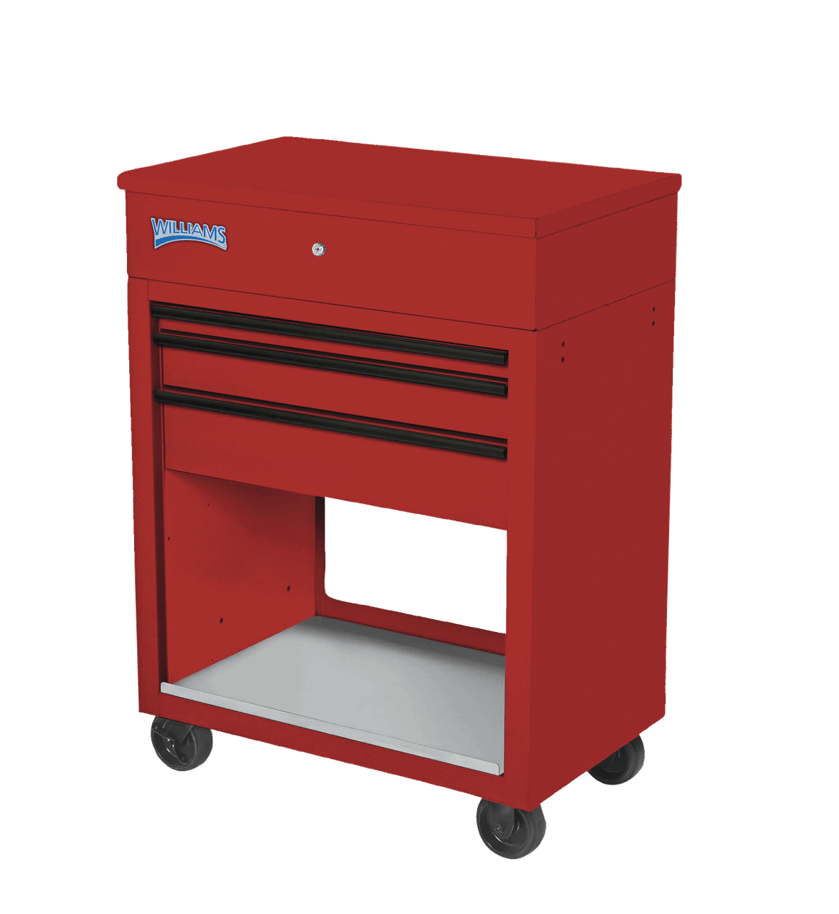 43" Williams Service Cart 3 Drawers with Lid, Rack and Shelf, Red - JHWW32C3