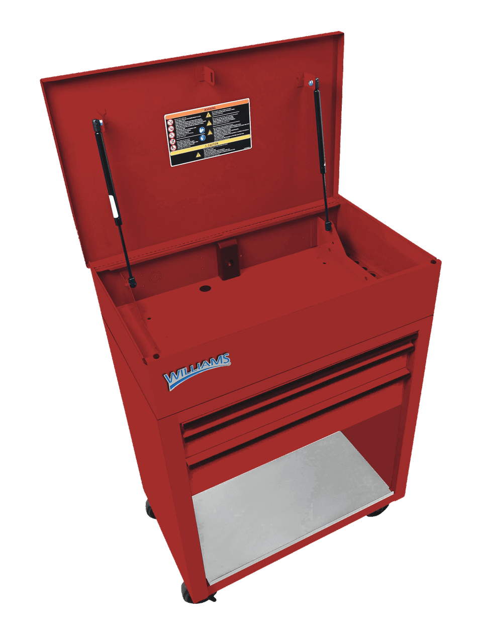 43" Williams Service Cart 3 Drawers with Lid, Rack and Shelf, Red - JHWW32C3