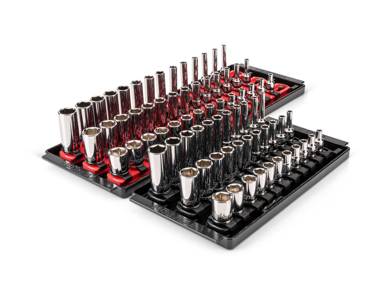 5/32 - 9/16", 4 - 15 MM Tekton 1/4" Dr Shallow Semi-Deep and Deep Socket Set with Rails and Trays 6 Pt 75 Pcs - SHD90218 New Pro Torque Tools